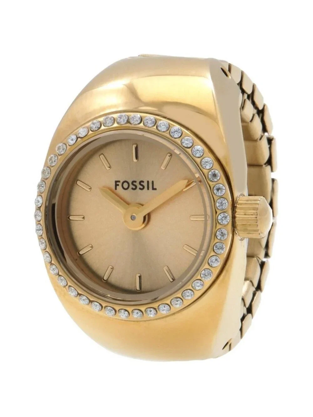 NWT Fossil Watch Ring Quartz Gold Dial Ladies Watch